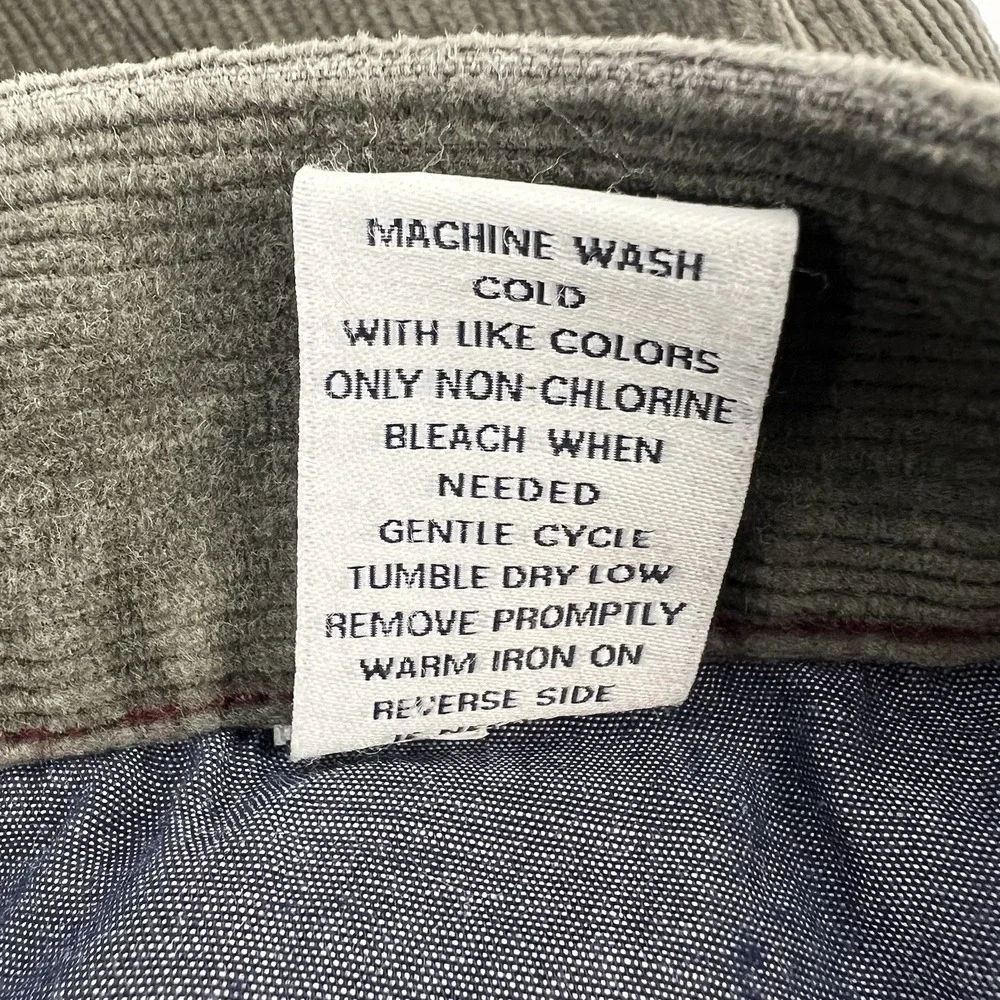 Jos A Bank Corduroy Pants Mens 35 x 32 Flat Front Straight Leg Khaki Green